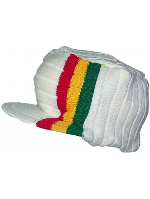 Skullies & Beanies Rasta Knit Winter Skull Cap Hat with Visor Brim (One Size- Beige) - CB117M98WEF $14.01