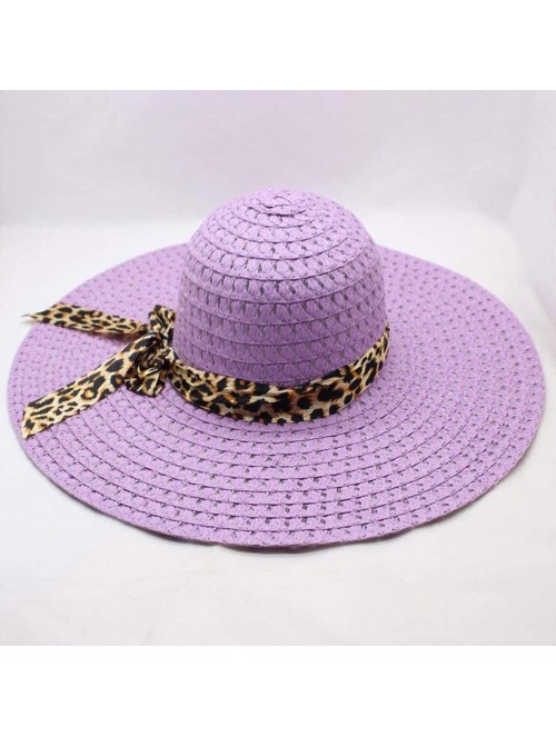 Sun Hats Women Hat Fineser Leopard Bowknot - Purple - CP18O894G2M $12.29