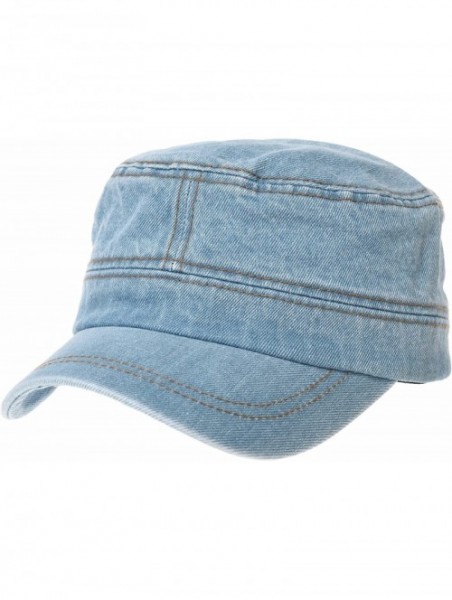 Baseball Caps Army Denim Cadet Cap Cotton Jean Stitch Washed Hat KR4969 - Skyblue - C118CAELREH $28.92