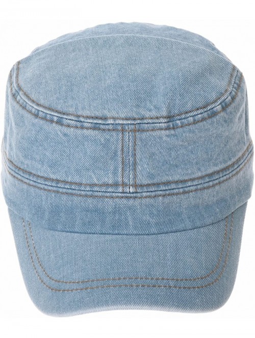 Baseball Caps Army Denim Cadet Cap Cotton Jean Stitch Washed Hat KR4969 - Skyblue - C118CAELREH $28.92