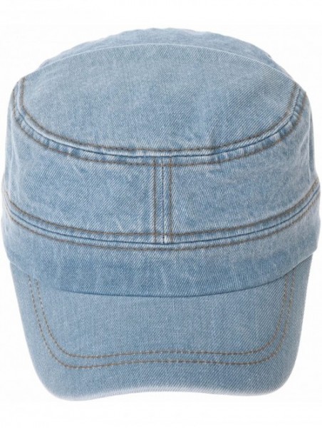 Baseball Caps Army Denim Cadet Cap Cotton Jean Stitch Washed Hat KR4969 - Skyblue - C118CAELREH $28.92