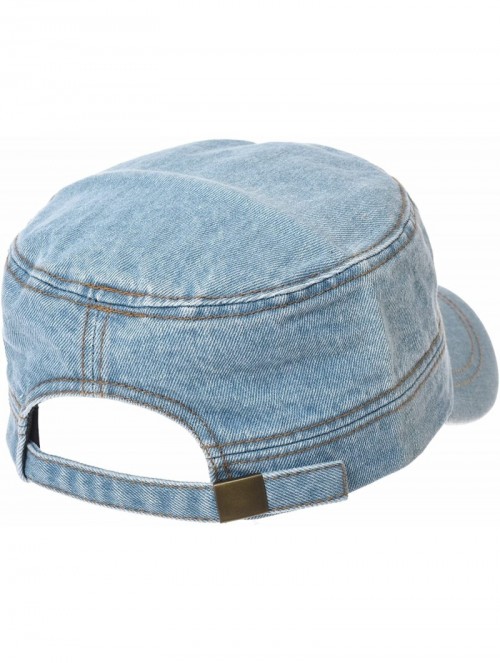 Baseball Caps Army Denim Cadet Cap Cotton Jean Stitch Washed Hat KR4969 - Skyblue - C118CAELREH $28.92