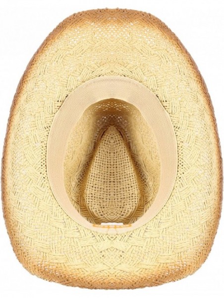 Cowboy Hats Men & Women's Woven Straw Cowboy Cowgirl Hat Western Outback w/Wide Brim - M - CC18E4ICT58 $26.71