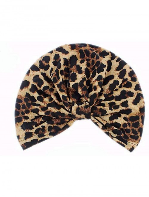 Sun Hats Shiny Turban Hat Headwraps Twist Pleated Hair Wrap Stretch Turban - Brown Leopard - C5199IHX6CZ $15.22