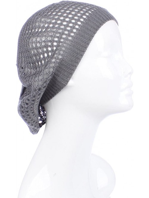 Berets Womens Lightweight Cut Out Knit Beanie Beret Cap Crochet Hat - Many Styles - Dark Gray Open Knit - CL12LCQ51PB $14.99