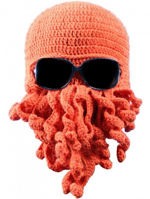 Skullies & Beanies Tentacle Octopus Cthulhu Knit Beanie Hat Caps Beard Halloween Costume Cosplay Mask - Orange - CP12C3IMEZ7 ...