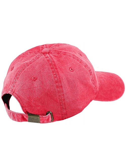 Baseball Caps Letter D Script Monogram Font Embroidered Washed Cotton Cap - Red - CK12GZC19LR $20.59