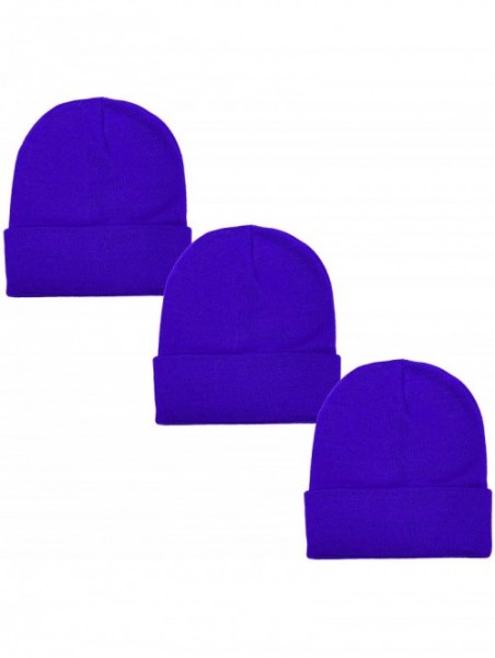 Skullies & Beanies Unisex Beanie Cap Knitted Warm Solid Color - Royal Blue - CD18XTK7EKH $11.77