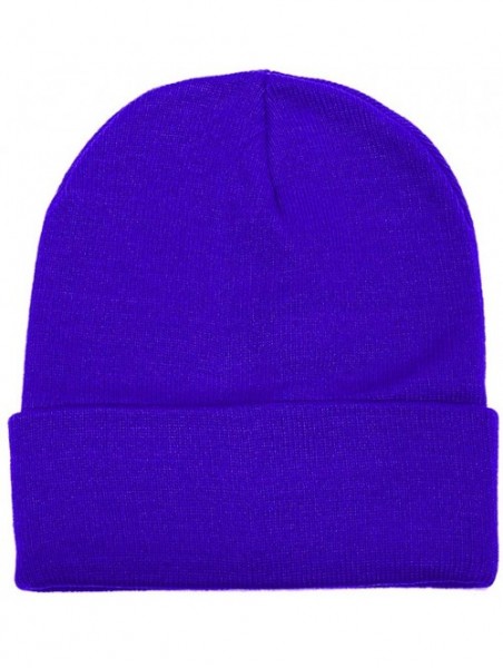 Skullies & Beanies Unisex Beanie Cap Knitted Warm Solid Color - Royal Blue - CD18XTK7EKH $11.77