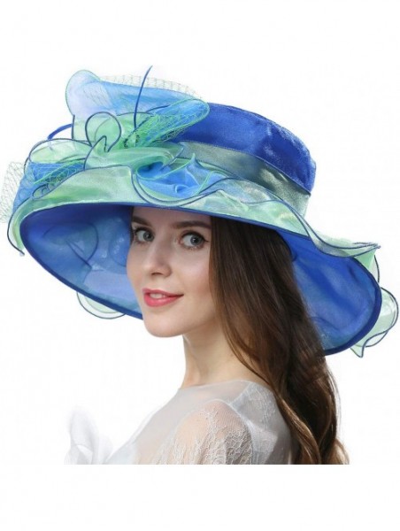 Sun Hats Women's Vintage 40s Two Tone Floral Wedding Fascinator Church Kentucky Derby Party Hat - Blue/Green - C017X63ZZC4 $2...