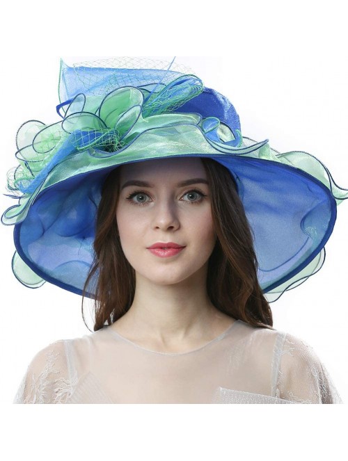 Sun Hats Women's Vintage 40s Two Tone Floral Wedding Fascinator Church Kentucky Derby Party Hat - Blue/Green - C017X63ZZC4 $2...