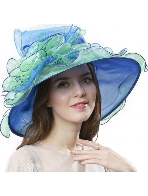 Sun Hats Women's Vintage 40s Two Tone Floral Wedding Fascinator Church Kentucky Derby Party Hat - Blue/Green - C017X63ZZC4 $2...