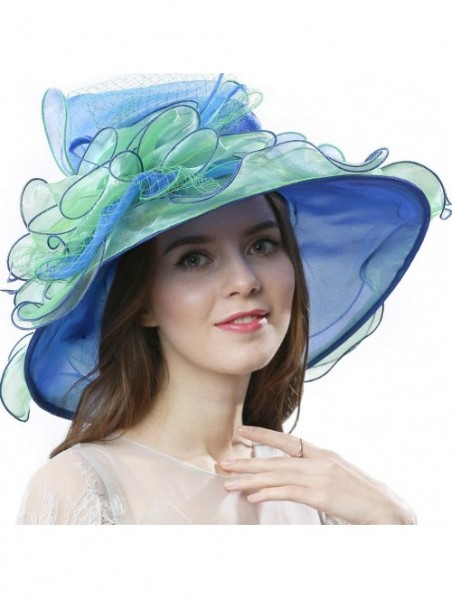 Sun Hats Women's Vintage 40s Two Tone Floral Wedding Fascinator Church Kentucky Derby Party Hat - Blue/Green - C017X63ZZC4 $2...