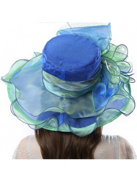 Sun Hats Women's Vintage 40s Two Tone Floral Wedding Fascinator Church Kentucky Derby Party Hat - Blue/Green - C017X63ZZC4 $2...