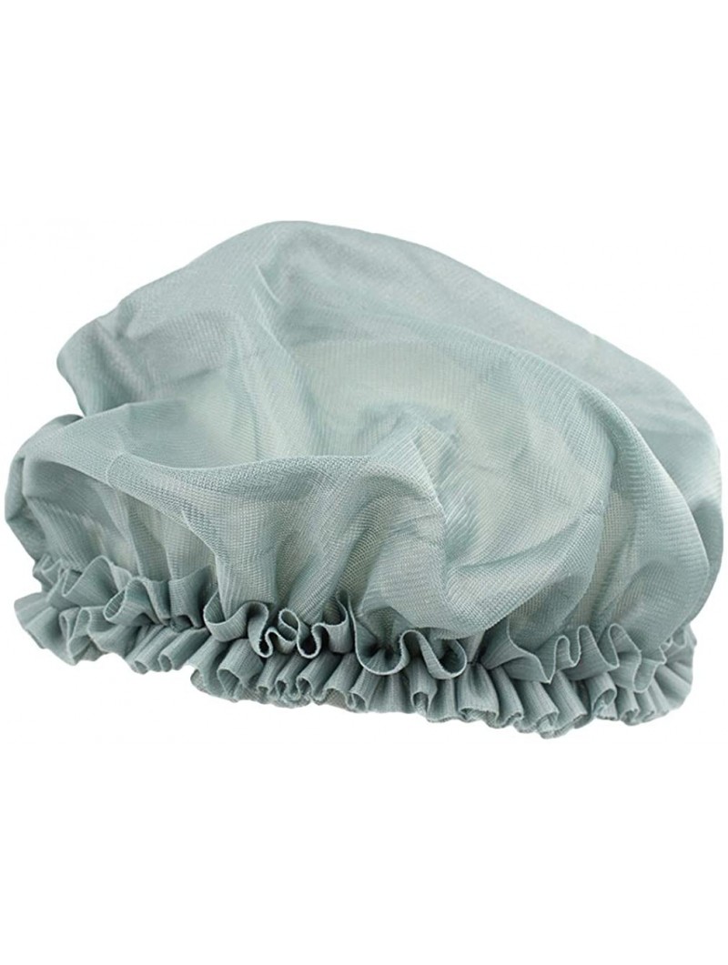 Headbands Women Cotton Flower Sleep Night Cap Head Cover Bonnet - Grey-blue - C018ME9EZHS $10.18