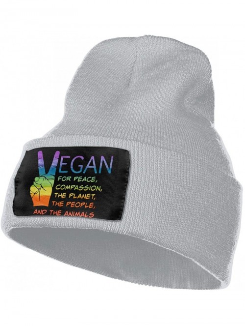 Skullies & Beanies Sally Vegan Warm Winter Hat Knit Beanie Skull Cap Cuff Beanie Hat Winter Hats for Men & Women Gray - CV18O...