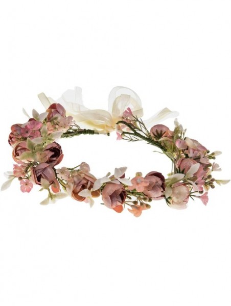 Headbands Green Leaf Crown Boho Leaf Crown Eucalyptus Halo Wedding Woodland Crown Photo Prop - Flower Pink - C5193A6HHGD $17.94