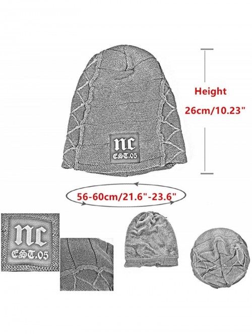 Skullies & Beanies Unisex Baggy Skull Beanies Men's Thick Warm Winter Wool Hat Knitted Caps - 2 - CU18IS8N9TE $14.05