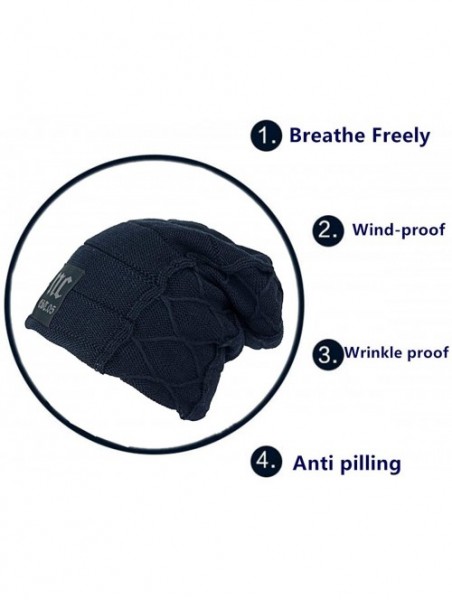 Skullies & Beanies Unisex Baggy Skull Beanies Men's Thick Warm Winter Wool Hat Knitted Caps - 2 - CU18IS8N9TE $14.05