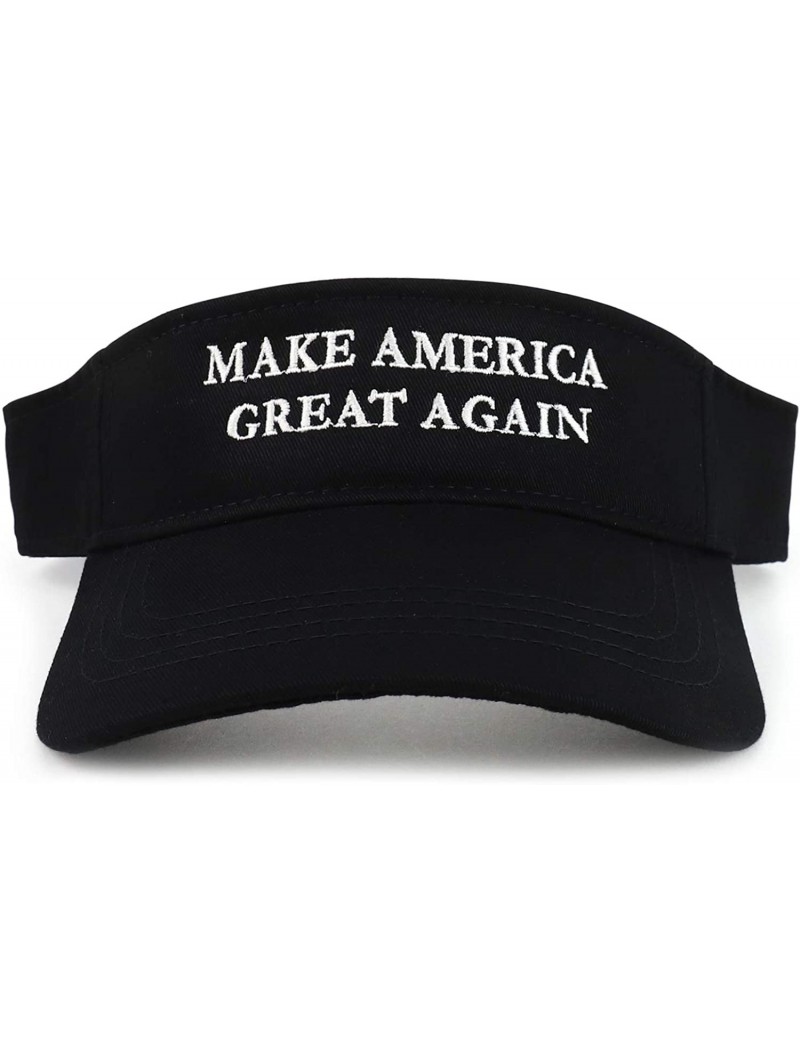 Visors Donald Trump Visor- Make America Great Again - Quality Embroidered 100% Cotton - Black - C512HUHVKUB $25.04