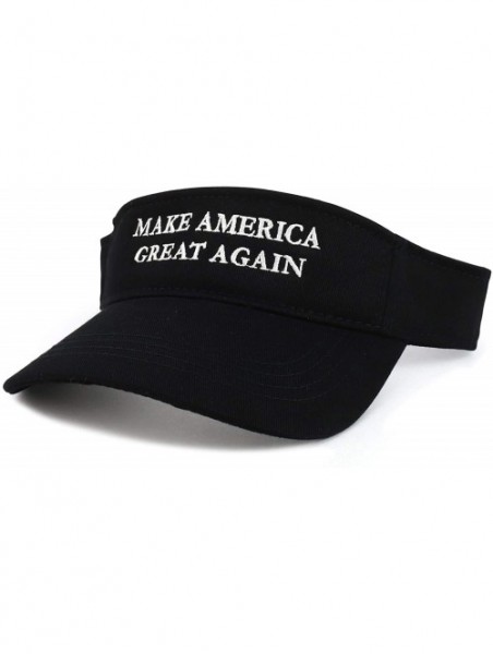 Visors Donald Trump Visor- Make America Great Again - Quality Embroidered 100% Cotton - Black - C512HUHVKUB $25.04