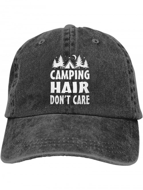 Baseball Caps Unisex Camping Hair Don't Care Vintage Adjustable Baseball Cap Denim Dad Hat - Black 5 - CD18NZL4IYM $16.19