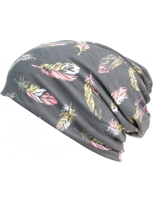 Skullies & Beanies Print Flower Cap Cancer Hats Beanie Stretch Casual Turbans for Women - Gray - CR18G0LAQ7U $11.99