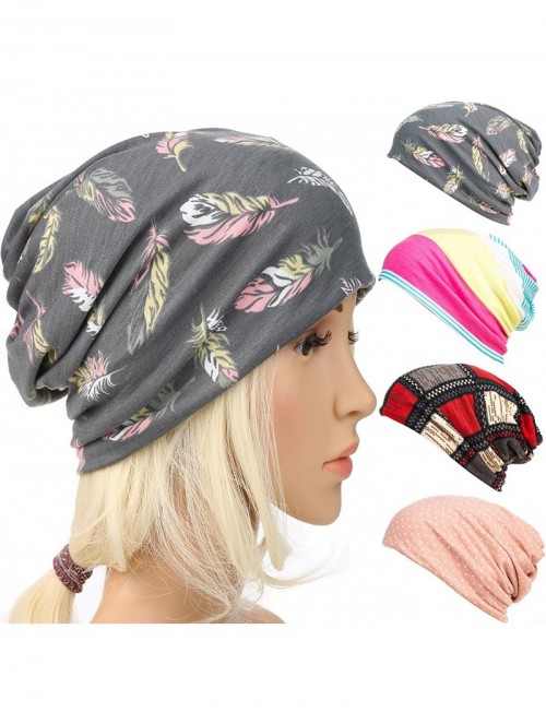 Skullies & Beanies Print Flower Cap Cancer Hats Beanie Stretch Casual Turbans for Women - Gray - CR18G0LAQ7U $11.99