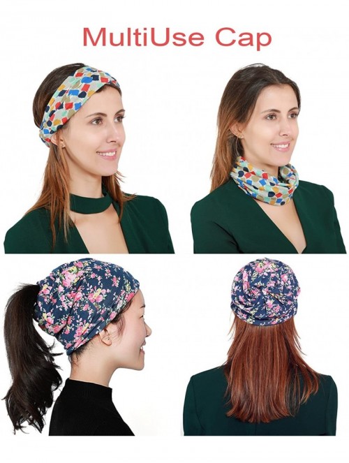 Skullies & Beanies Print Flower Cap Cancer Hats Beanie Stretch Casual Turbans for Women - Gray - CR18G0LAQ7U $11.99