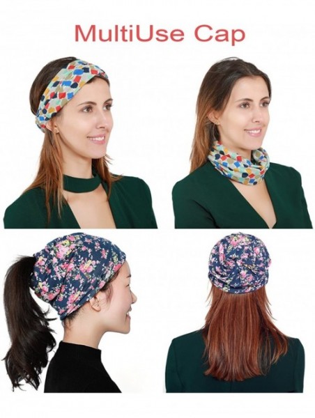 Skullies & Beanies Print Flower Cap Cancer Hats Beanie Stretch Casual Turbans for Women - Gray - CR18G0LAQ7U $11.99