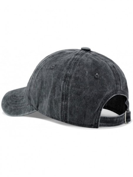 Baseball Caps Unisex Camping Hair Don't Care Vintage Adjustable Baseball Cap Denim Dad Hat - Black 5 - CD18NZL4IYM $16.19