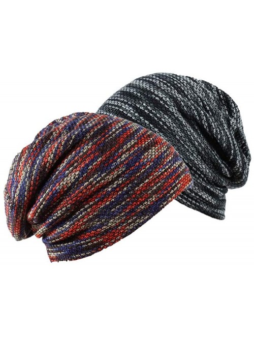 Skullies & Beanies Beanie Hat for Women Slouchy Winter Warm Hats Knit Thick Skull Cap - Et-m045-rd+gy - C518YZ4QG3E $21.79