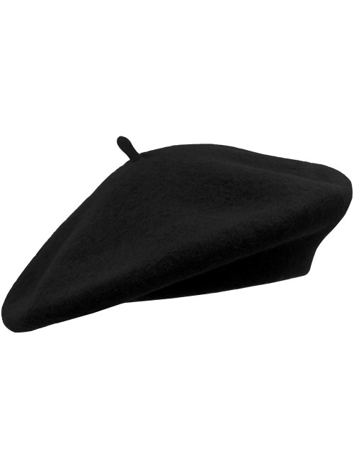 Berets Wool French Beret Hat for Women - Black - CF18N8E64YK $14.44
