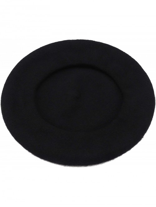 Berets Wool French Beret Hat for Women - Black - CF18N8E64YK $14.44