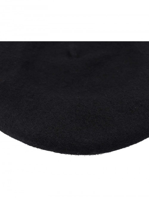 Berets Wool French Beret Hat for Women - Black - CF18N8E64YK $14.44