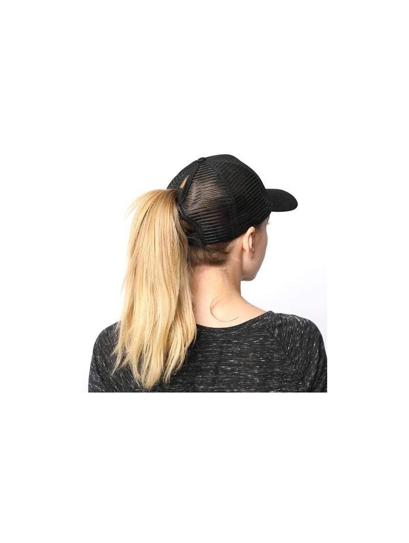 Baseball Caps Ponytail Baseball Hat Ponycap Adjustable Trucker Style Messy High Bun Cap Mesh Plain Cap Dad Hat for Women - CU...