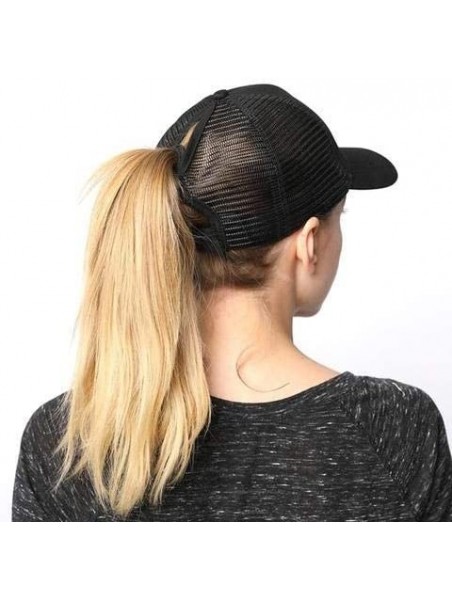 Baseball Caps Ponytail Baseball Hat Ponycap Adjustable Trucker Style Messy High Bun Cap Mesh Plain Cap Dad Hat for Women - CU...