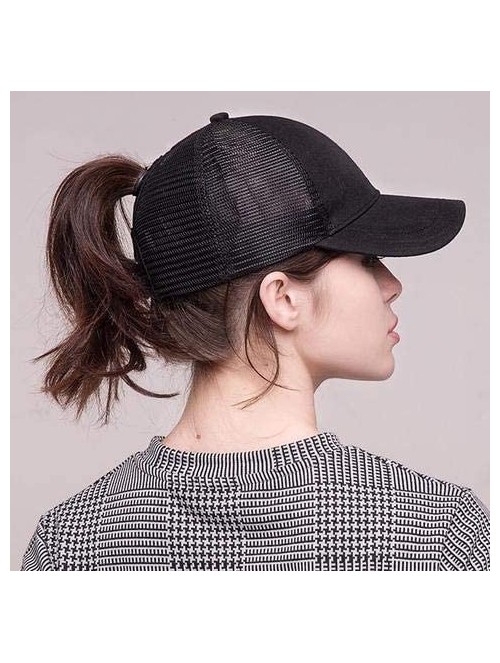 Baseball Caps Ponytail Baseball Hat Ponycap Adjustable Trucker Style Messy High Bun Cap Mesh Plain Cap Dad Hat for Women - CU...