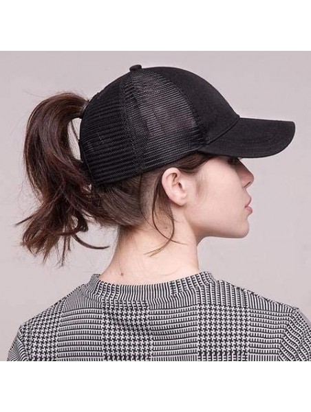 Baseball Caps Ponytail Baseball Hat Ponycap Adjustable Trucker Style Messy High Bun Cap Mesh Plain Cap Dad Hat for Women - CU...