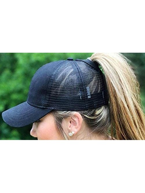 Baseball Caps Ponytail Baseball Hat Ponycap Adjustable Trucker Style Messy High Bun Cap Mesh Plain Cap Dad Hat for Women - CU...