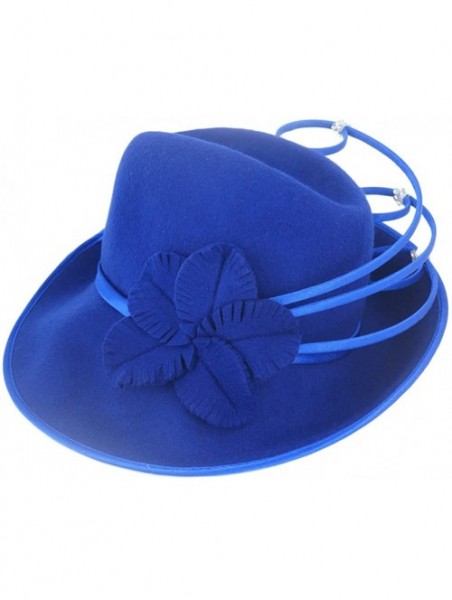 Fedoras Women Hats Winter Fedoras Fashion Style Elegant Wool Hat - Royalblue - C7185WXCK0I $53.43