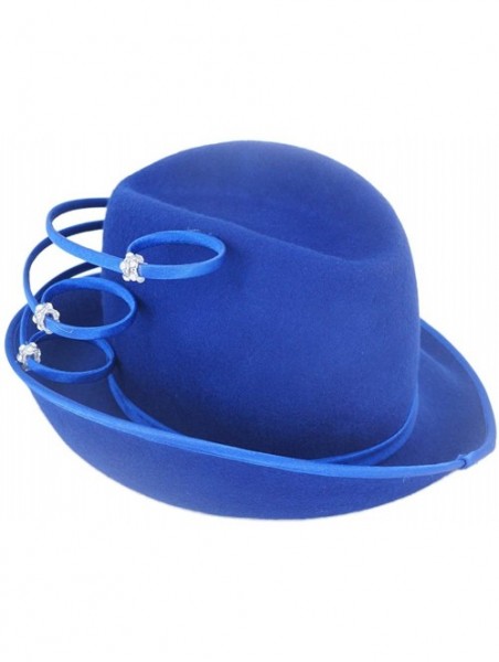 Fedoras Women Hats Winter Fedoras Fashion Style Elegant Wool Hat - Royalblue - C7185WXCK0I $53.43