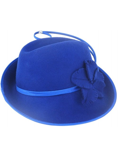 Fedoras Women Hats Winter Fedoras Fashion Style Elegant Wool Hat - Royalblue - C7185WXCK0I $53.43