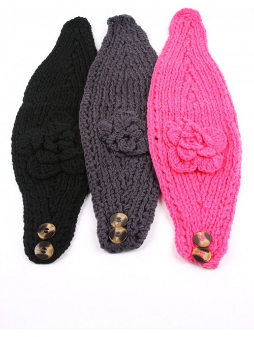 Headbands Women's Headband Neck/Ear Warmer Hand Made Black 812HB - 3 Pcs Blk+gry+pnk - CR11RK1KIIN $45.80