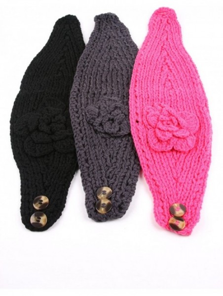 Headbands Women's Headband Neck/Ear Warmer Hand Made Black 812HB - 3 Pcs Blk+gry+pnk - CR11RK1KIIN $45.80