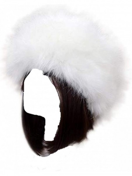 Cold Weather Headbands Women's Faux Fur Headband Soft Winter Cossack Russion Style Hat Cap - White - CG18L8HTN2N $16.20