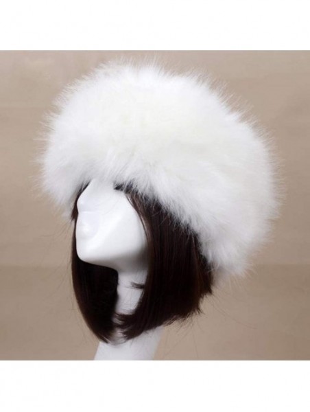 Cold Weather Headbands Women's Faux Fur Headband Soft Winter Cossack Russion Style Hat Cap - White - CG18L8HTN2N $16.20