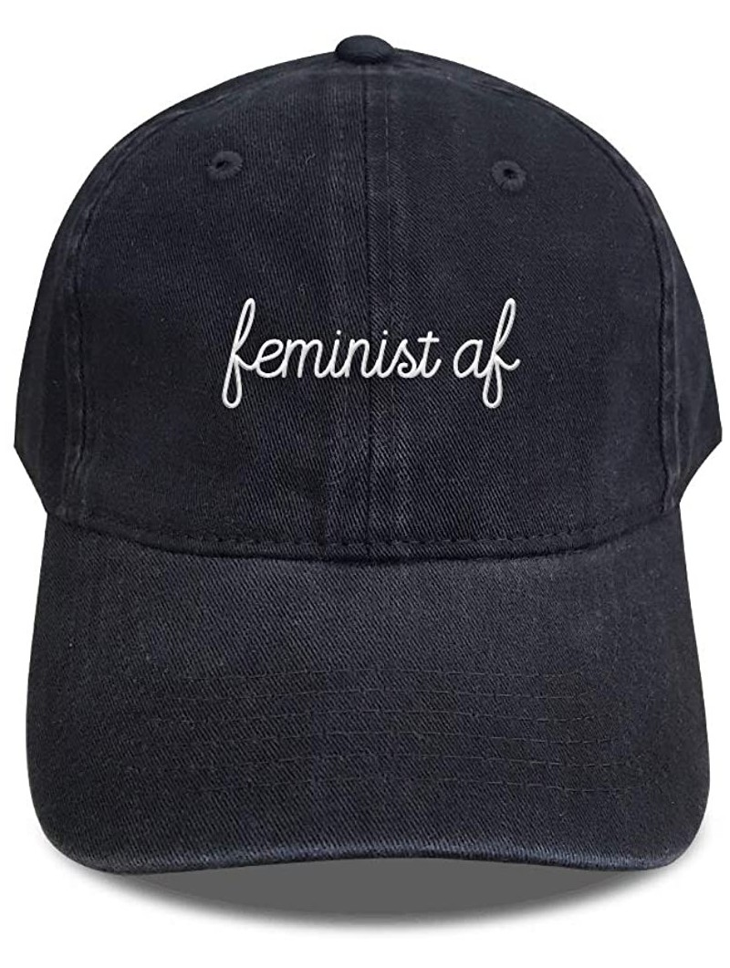 Baseball Caps Feminist Af Baseball Cap Embroidered Girl Power Hats Unisex Size Adjustable Strap Back Soft Cotton - Black - CQ...