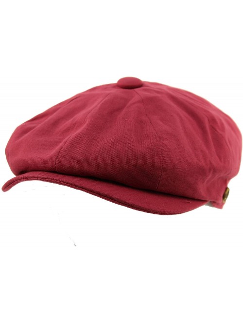 Newsboy Caps Men's 8 Panel Solid Plain 100% Cotton Snap Newsboy Drivers Cabbie Cap Hat - Wine - C617Z4NRQMH $21.78