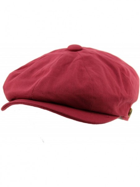 Newsboy Caps Men's 8 Panel Solid Plain 100% Cotton Snap Newsboy Drivers Cabbie Cap Hat - Wine - C617Z4NRQMH $21.78